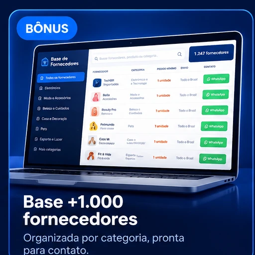 Base +1.000 fornecedores — organizada por categoria, pronta para contato