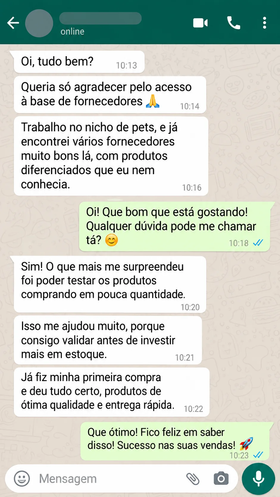 Print de conversa no WhatsApp com cliente