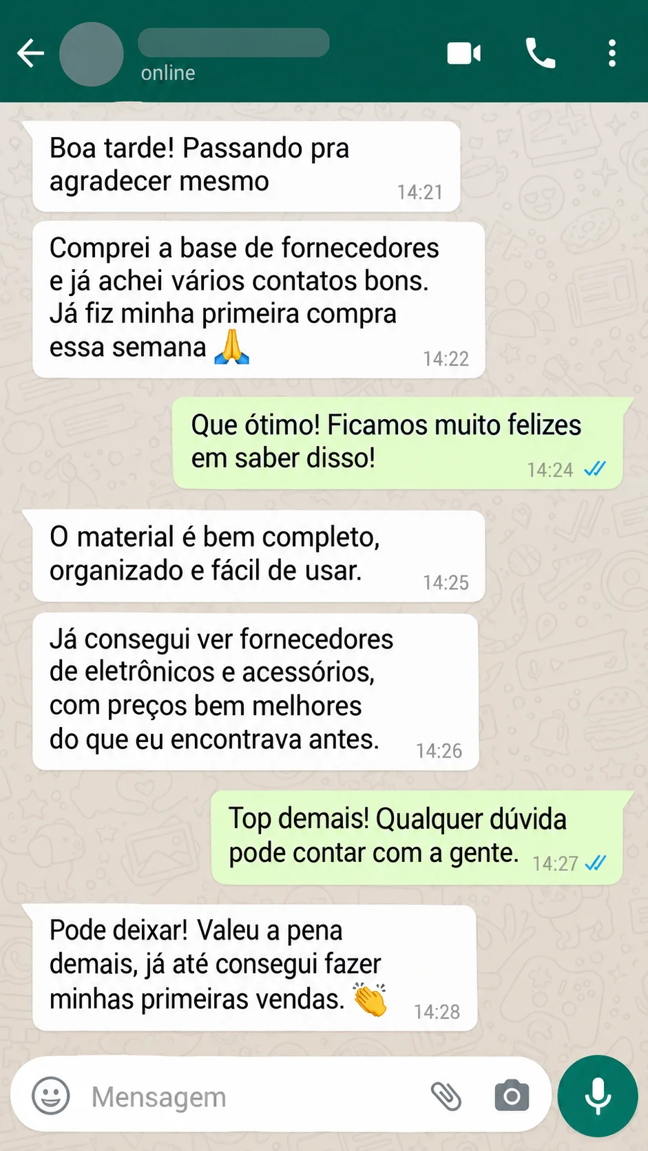 Print de conversa no WhatsApp com cliente