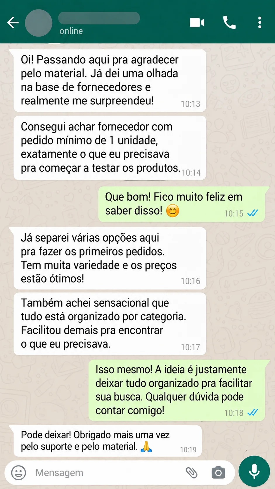 Print de conversa no WhatsApp com cliente